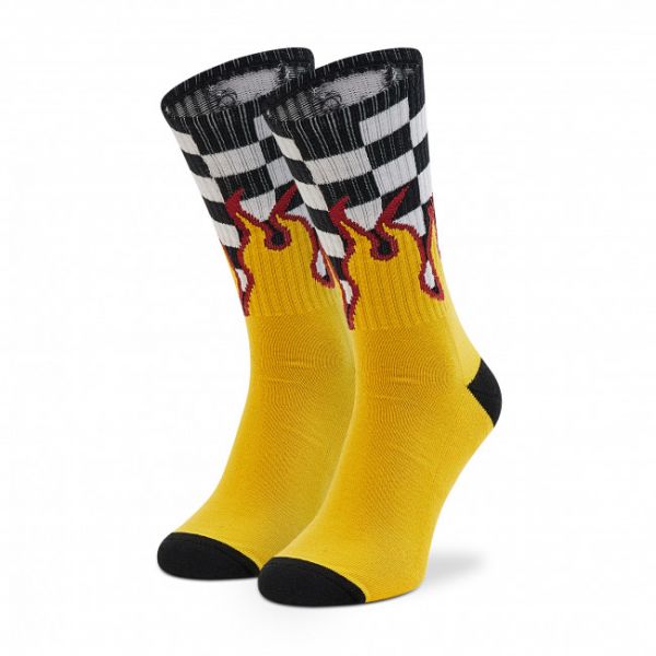 Calzini lunghi da uomo VANS - Flame Check Crew VN0A4TQIZIA1 Black/White Che 1