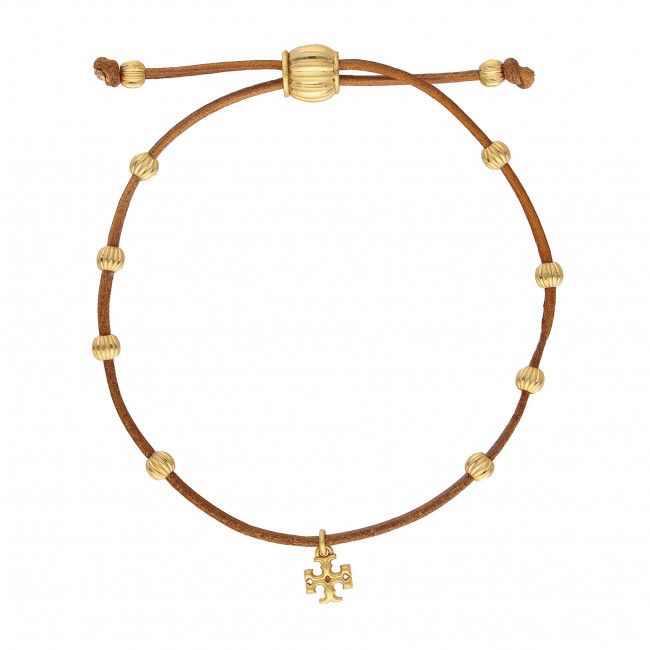 Bracciale Tory Burch - Kira Beaded Bracelet 87579 Rolled Gold/Vachetta