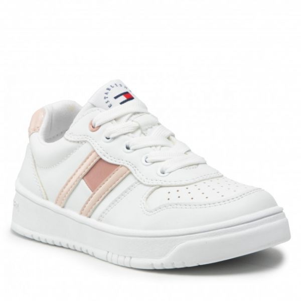 Sneakers TOMMY HILFIGER - Lo Cut Lace-Up T3A4-32143-1351 White/Pink X134 Sneakers TOMMY HILFIGER - Lo Cut Lace-Up T3A4-32143-1351 White/Pink X134