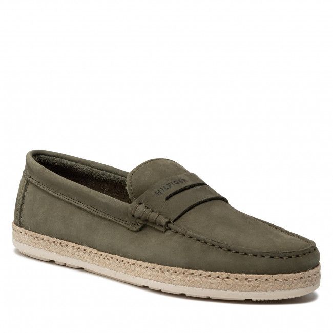 Espadrillas Tommy Hilfiger - Jute Nubuck Mocassin FM0FM03961 Army Green RBN