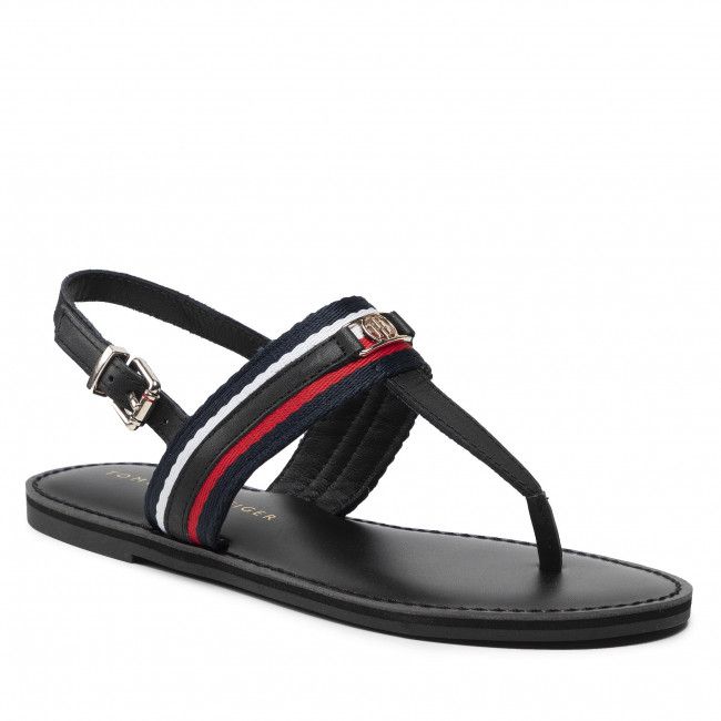 Sandali TOMMY HILFIGER - Corporate Th Webbing Flat Sandal FW0FW06543 Black BDS