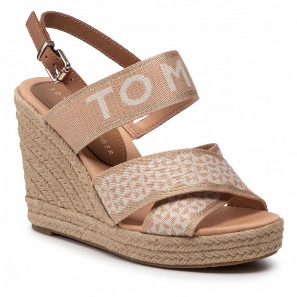 Espadrillas TOMMY HILFIGER - Webbing High Wedge Sandal FW0FW06355 Sandrift ABR