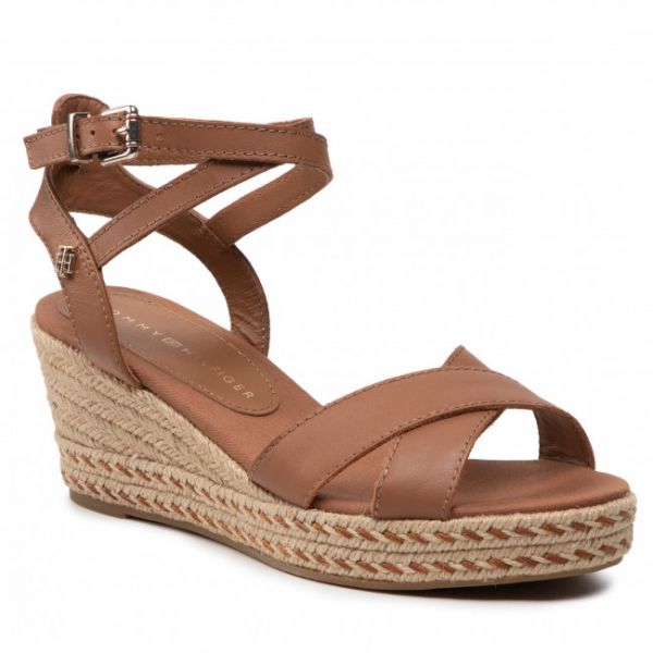 Espadrillas TOMMY HILFIGER - Feminine Low Wedge Sandal FW0FW06303 Summer Cognac GU9