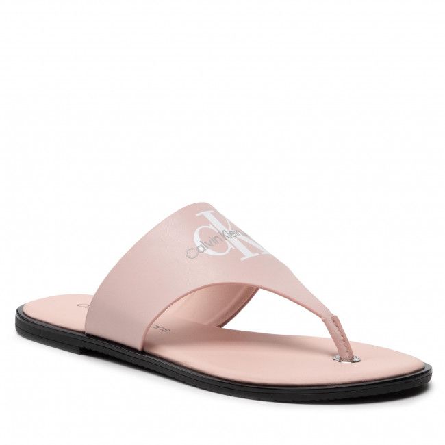 Infradito CALVIN KLEIN JEANS - Flat Sandal Toe Slide Lth YW0YW00538 Pale Conch Shell TFT