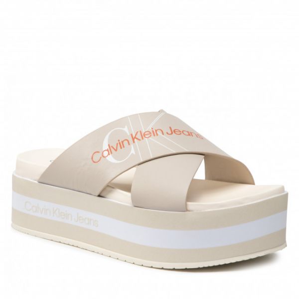 Ciabatte CALVIN KLEIN JEANS - Platform Sandal Crisscross YW0YW00562 Eggshell ACF Ciabatte CALVIN KLEIN JEANS - Platform Sandal Crisscross YW0YW00562 Eggshell ACF