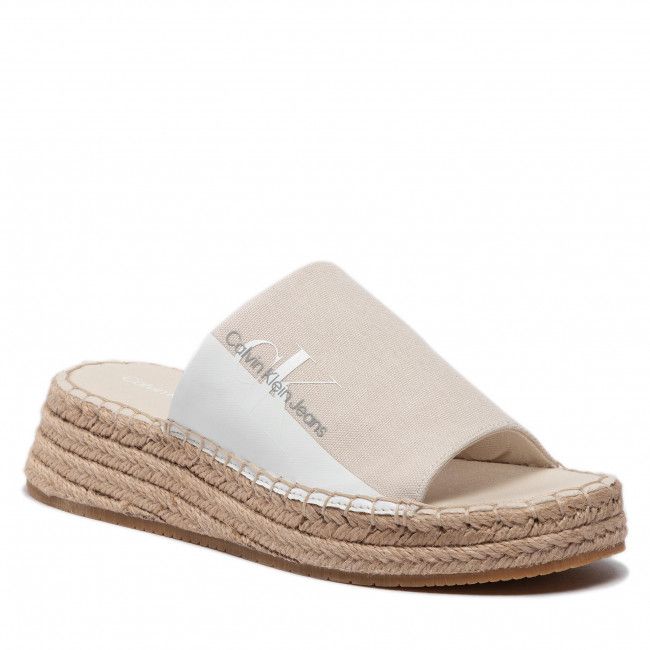 Espadrillas CALVIN KLEIN JEANS - Sporty Wedge Sandal Monogram YW0YW00566 Eggshell ACF