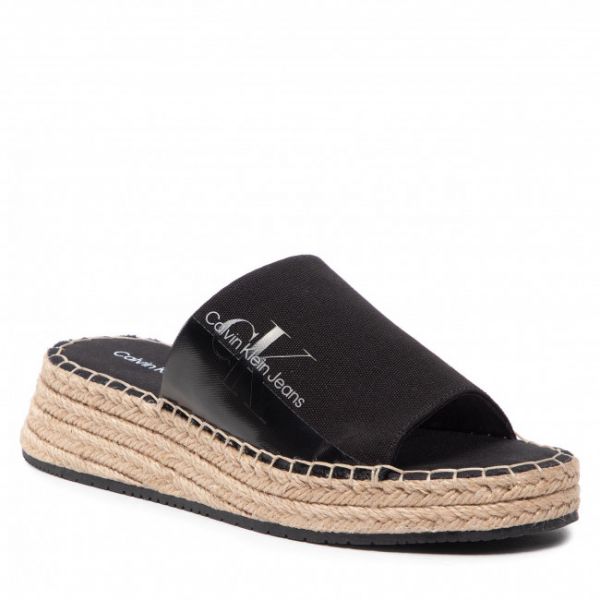 Espadrillas CALVIN KLEIN JEANS - Sporty Wedge Sandal Monogram YW0YW00566 Black BDS Espadrillas CALVIN KLEIN JEANS - Sporty Wedge Sandal Monogram YW0YW00566 Black BDS