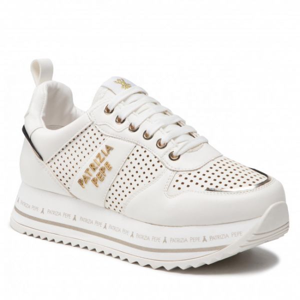 Sneakers Patrizia Pepe - PJ150.06 S Bianca/Platino Sneakers Patrizia Pepe - PJ150.06 S Bianca/Platino