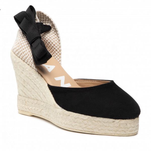 Espadrillas MANEBI - Wedge Valenciana K1.0 WV Black Soft Suede