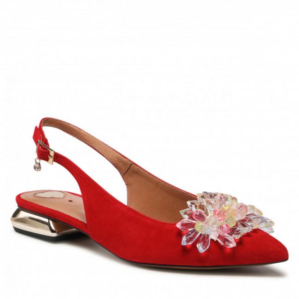 Sandali R.POLAŃSKI - 1015/L Czerwony Zamsz