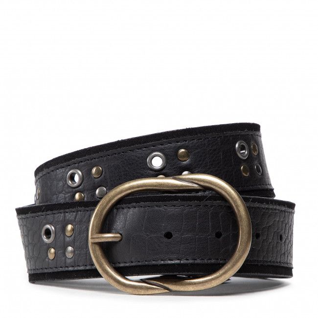 Cintura da donna PIECES - Pcnina Leather Jeans Belt Fc 17127691 Black/Croco Embo