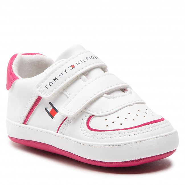 Sneakers Tommy Hilfiger - Velcro Shoe T0A4-32285-1433 White/Fuchsia X030