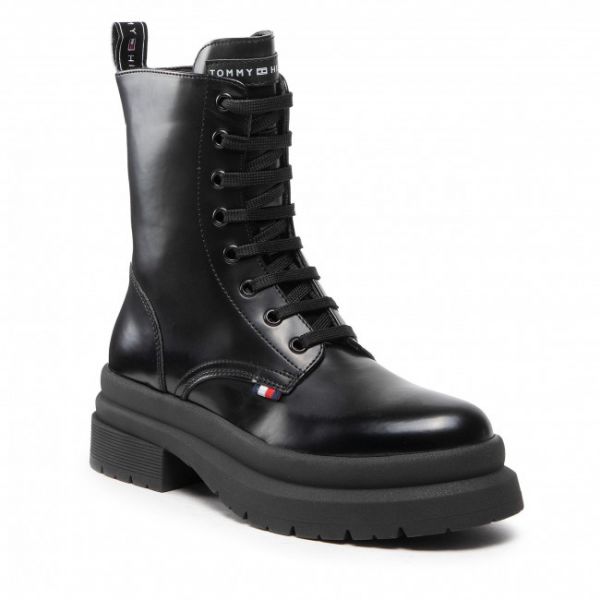 Kozaki TOMMY HILFIGER - Lace-Up Bootie T4A5-32415-1453 Black 999 Kozaki TOMMY HILFIGER - Lace-Up Bootie T4A5-32415-1453 Black 999