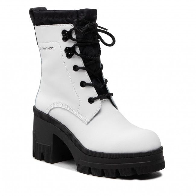 Tronchetti CALVIN KLEIN JEANS - Chunky Heeled Boot Laceup YW0YW00729 Bright White YAF
