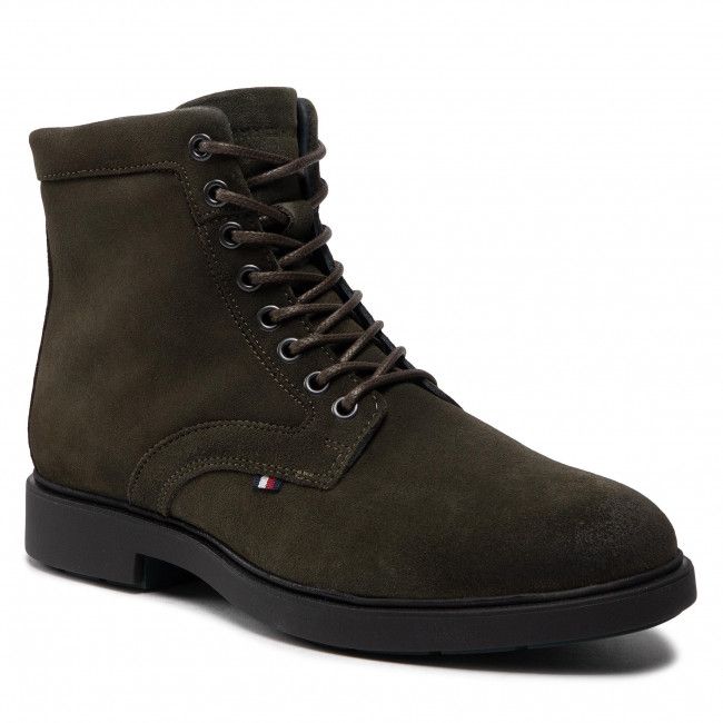 Stivali TOMMY HILFIGER - Elevated Rounded Suede Lace Boot FM0FM04185 Olive MR9