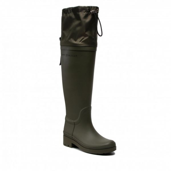 Wellington TOMMY HILFIGER - Overknee Rainboot FW0FW06778 Army Green RBN