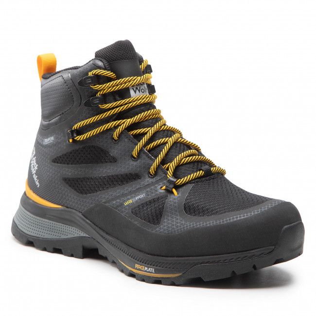 Scarpe da trekking Jack Wolfskin - Force Striker Texapore Mid M 4038823 Black/Burly Yellow Xt