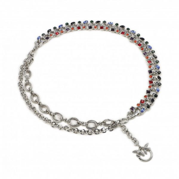 Cintura da donna Pinko - Doralis Chain Belt 20222 PLT01 1H2145.A085 Nikel/Nero IZE