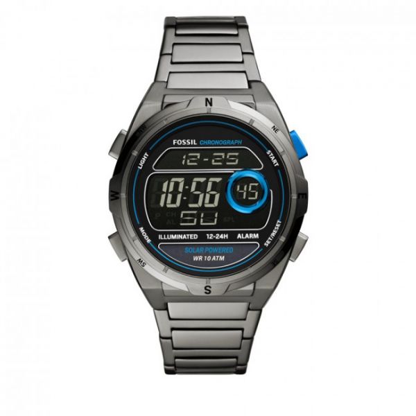 Orologio Fossil - Everett Solar-Powered Digital Smoke FS5861 Silver/Silver