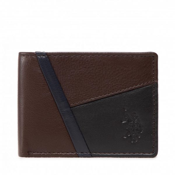 Portafoglio grande da uomo U.S. Polo Assn. - Hz.Wall. W/Coin Flap Hold. AEUT52279MHAM96 Brown/Blue