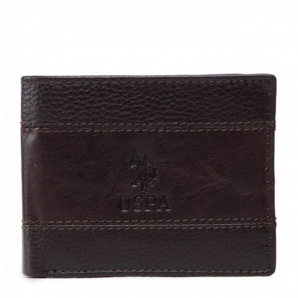 Portafoglio grande da uomo U.S. POLO ASSN. - Horiz. Wallet W/Coin&amp;Flap WIUUO2253MHA500 Brown