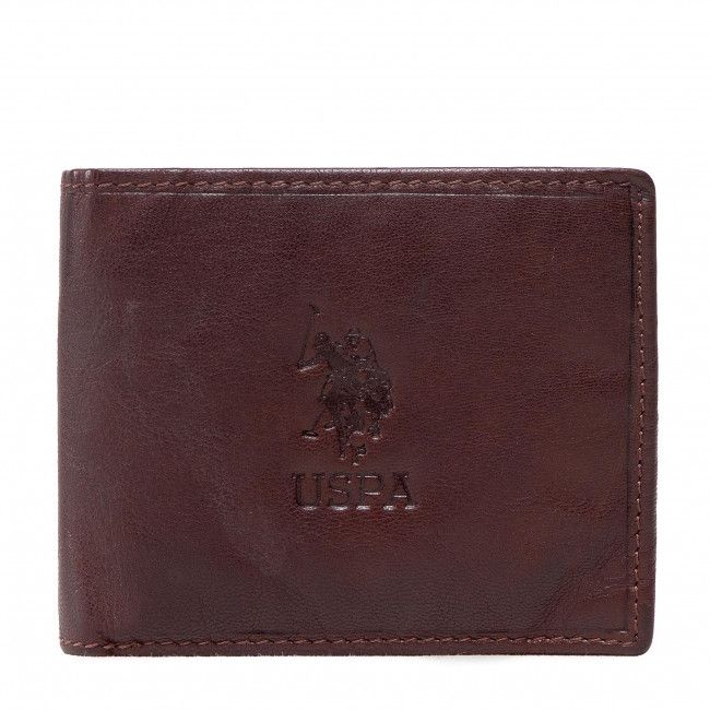 Portafoglio grande da uomo U.S. Polo Assn. - Horiz. Wallet W/Coin&amp;Flap WIUUY2260MHA560 Cognac