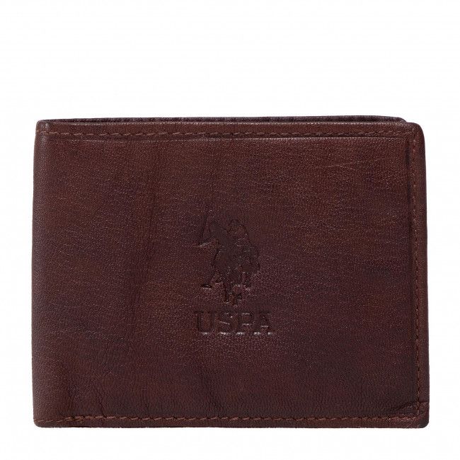 Portafoglio grande da uomo U.S. Polo Assn. - Horiz. Wallet W/Cards WIUUY2262MHA560 Cognac