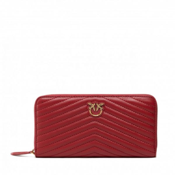 Portafoglio grande da donna Pinko - Ryder Wallet Zip Around L Chevr AI 22-23 PLTT 1P22XQ A03Z Ruby Red R72Q
