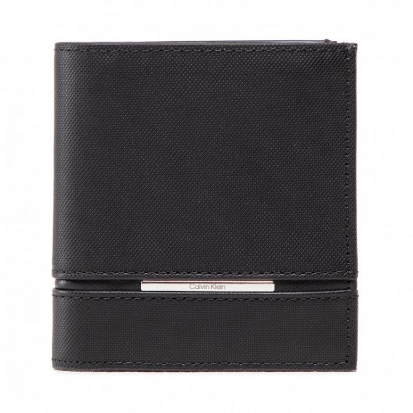 Portafoglio grande da uomo Calvin Klein - Slim Plaque Trifold 6cc W/Coin K50K509637 Ck Black BAX