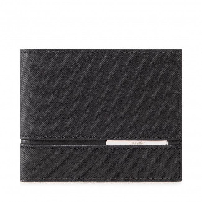 Portafoglio grande da uomo Calvin Klein - Slim Plaque Bifold 5cc W/Coin K50K509638 Ck Black BAX