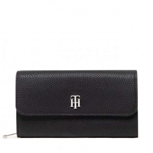 Portafoglio grande da donna TOMMY HILFIGER - Th Element Large Flap Wallet AW0AW12079 BDS