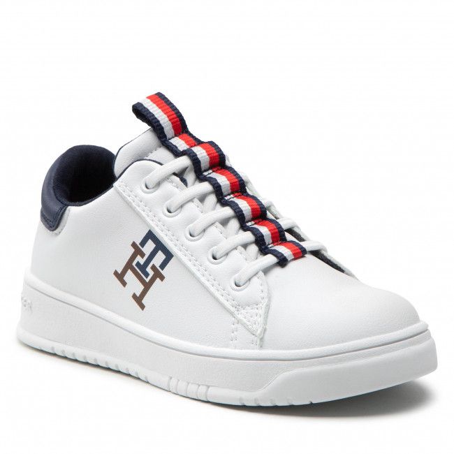 Sneakers TOMMY HILFIGER - Low Cut Lace-Up Sneaker T3B9-32466-1355 M White/Blue X336