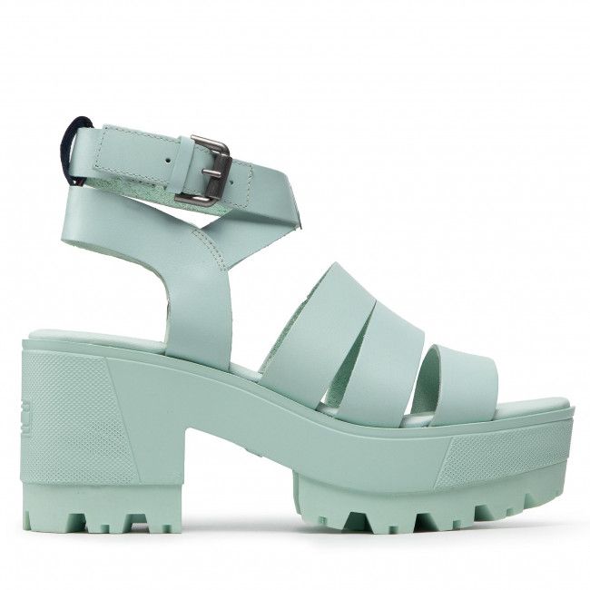 Sandali TOMMY JEANS - Heeled Leather Sandal EN0EN01803 Oxygen L4T