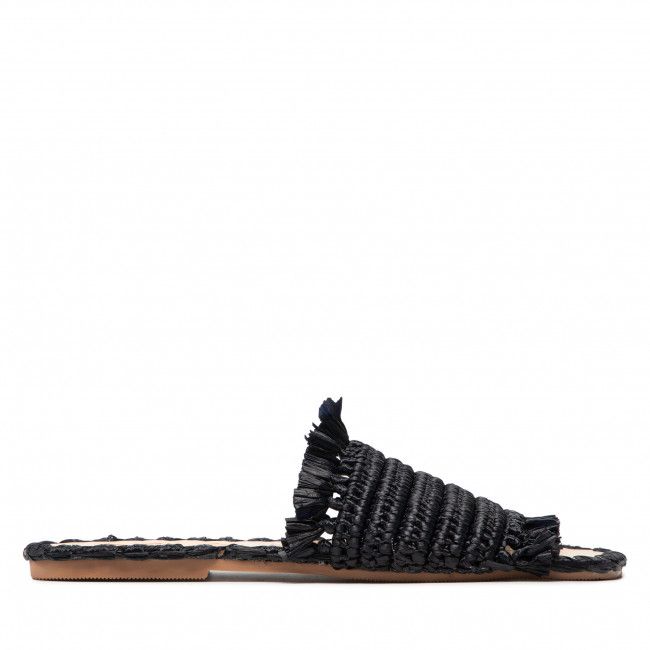 Ciabatte MANEBI - Leather Sandal S 4.7 Y0 Black Fringed Knots Raffia