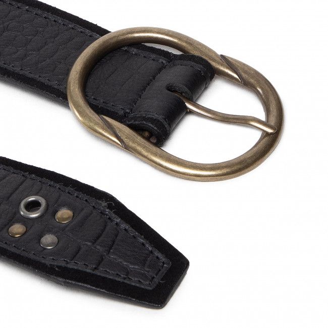 Cintura da donna PIECES - Pcnina Leather Jeans Belt Fc 17127691 Black/Croco Embo