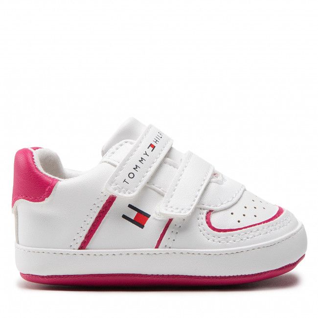 Sneakers Tommy Hilfiger - Velcro Shoe T0A4-32285-1433 White/Fuchsia X030