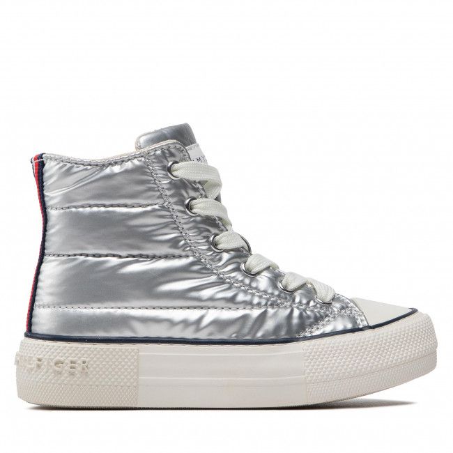 Scarpe da ginnastica TOMMY HILFIGER - High Top Lace-Up Sneaker T3A9-32290-1437 M Silver 904