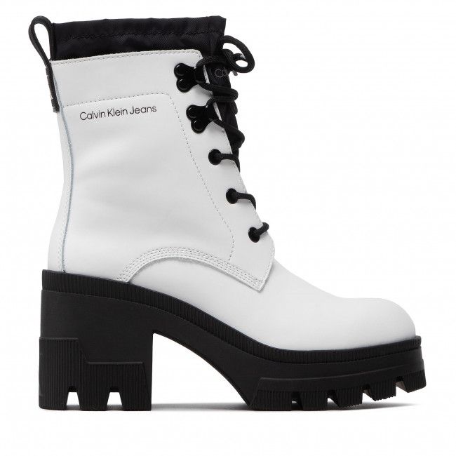 Tronchetti CALVIN KLEIN JEANS - Chunky Heeled Boot Laceup YW0YW00729 Bright White YAF