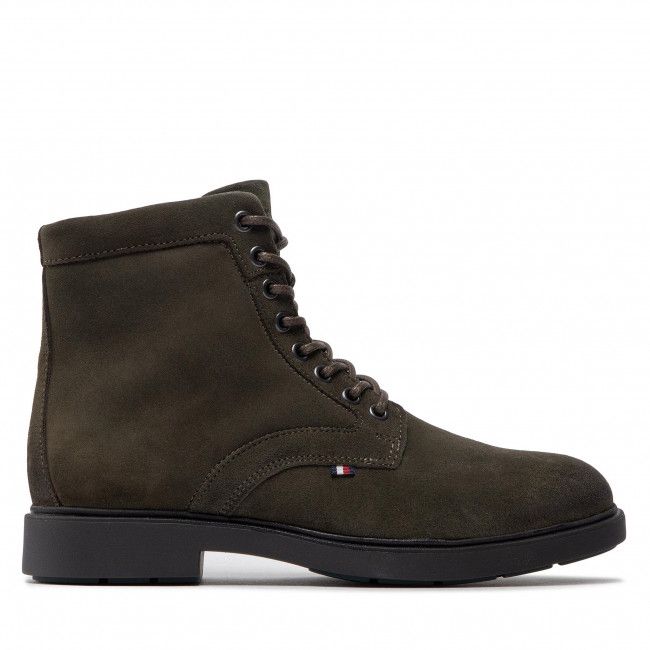 Stivali TOMMY HILFIGER - Elevated Rounded Suede Lace Boot FM0FM04185 Olive MR9