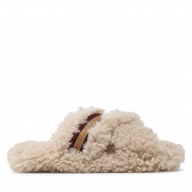 Pantofole Tommy Hilfiger - Sherpa Fur Home Slippers Strap FW0FW06576 Classic Beige ACI