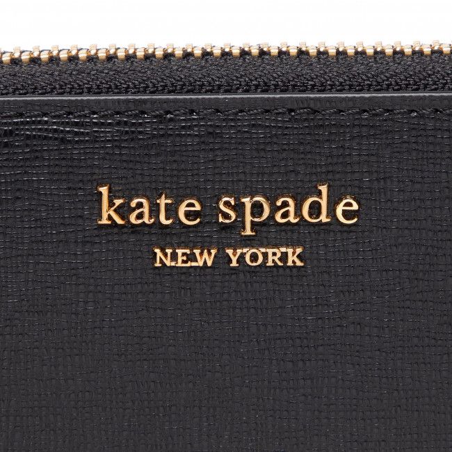 Portafoglio grande da donna Kate Spade - Monogram Saffiano Leather Zip Ar K8917 Black 001