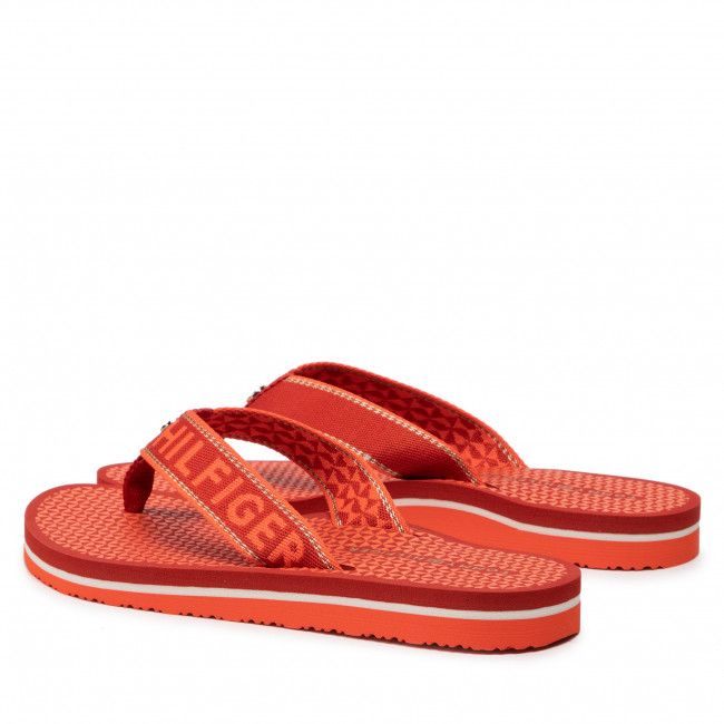 Infradito TOMMY HILFIGER - Shiny Webbing Beach Sandal FW0FW06419 Cinnabar Red XNG