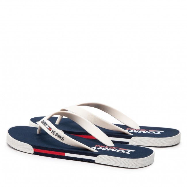 Infradito TOMMY JEANS - Mens Flag Beach Sandal EM0EM01032 Ecru YBL