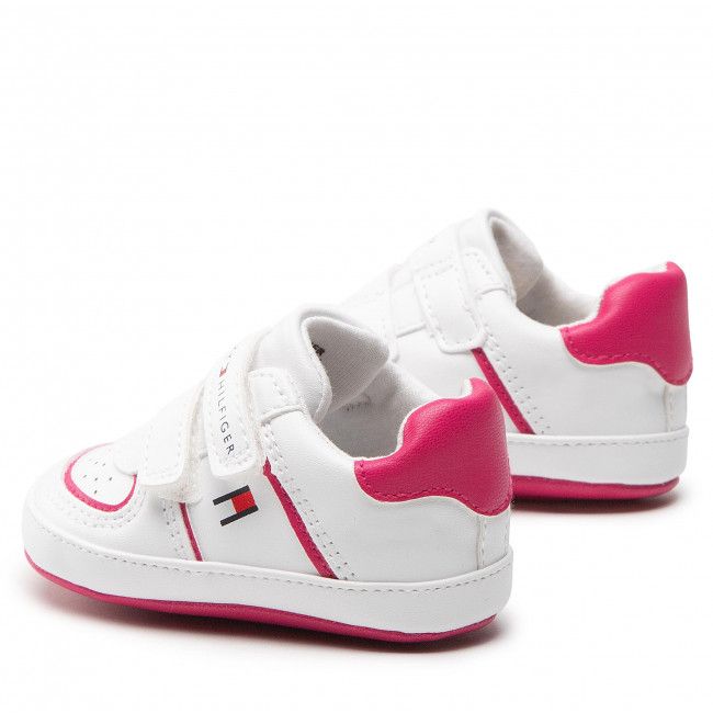 Sneakers Tommy Hilfiger - Velcro Shoe T0A4-32285-1433 White/Fuchsia X030