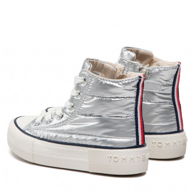 Scarpe da ginnastica TOMMY HILFIGER - High Top Lace-Up Sneaker T3A9-32290-1437 M Silver 904