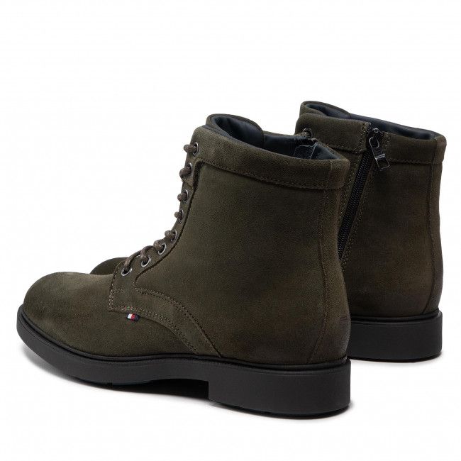 Stivali TOMMY HILFIGER - Elevated Rounded Suede Lace Boot FM0FM04185 Olive MR9