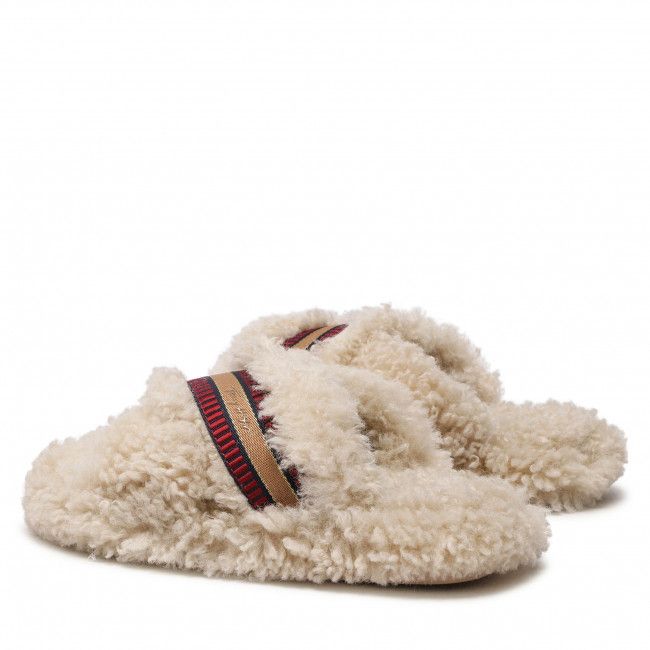 Pantofole Tommy Hilfiger - Sherpa Fur Home Slippers Strap FW0FW06576 Classic Beige ACI