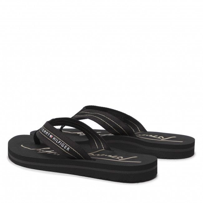 Infradito Tommy Hilfiger - Gold Signature Beach Sandal FW0FW06709 Black BDS