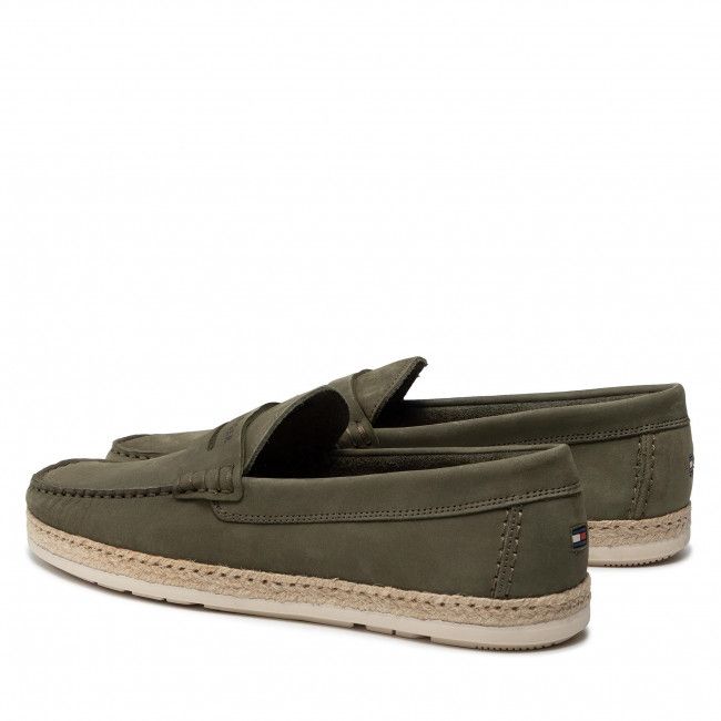 Espadrillas Tommy Hilfiger - Jute Nubuck Mocassin FM0FM03961 Army Green RBN