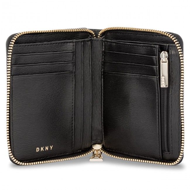 Portafoglio grande da donna DKNY - Bryant Sm Zip Around R8313656 Blk/Gold BGD